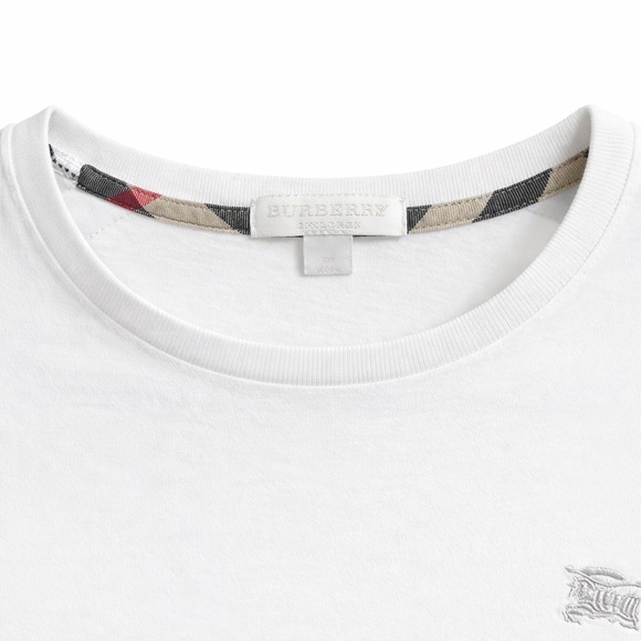 Burberry Kids White Long Sleeve Nova Check Shoulder Tee 10Y / 140 Unisex - Picture 5 of 10